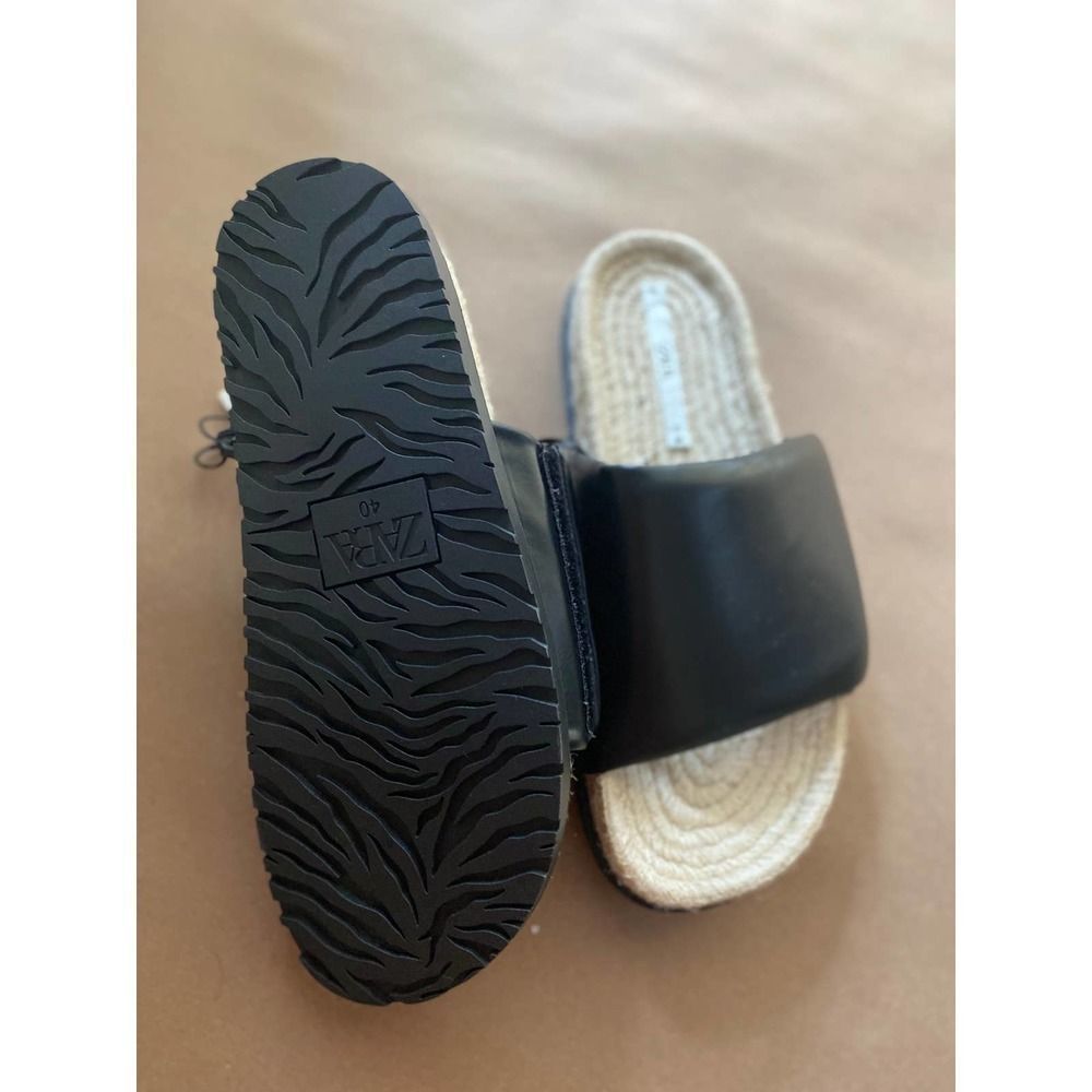 Zara Casual Jute Quilted Sandals Black - Picture 4 of 5